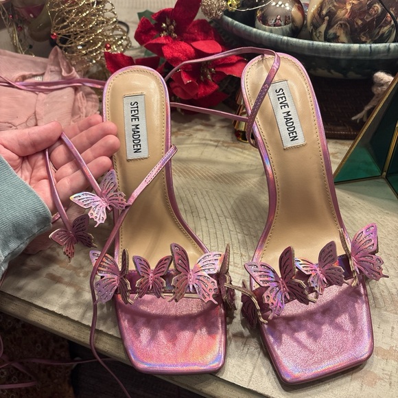 Steve Madden Iridescent Pink Butterfly Heels - Picture 2 of 3